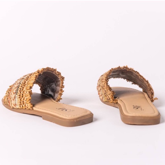 SMF Shoes Braided Straw Slipon Accented Leather Sandals Poshmark